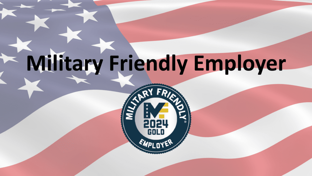 military friendly employer on flag graphic